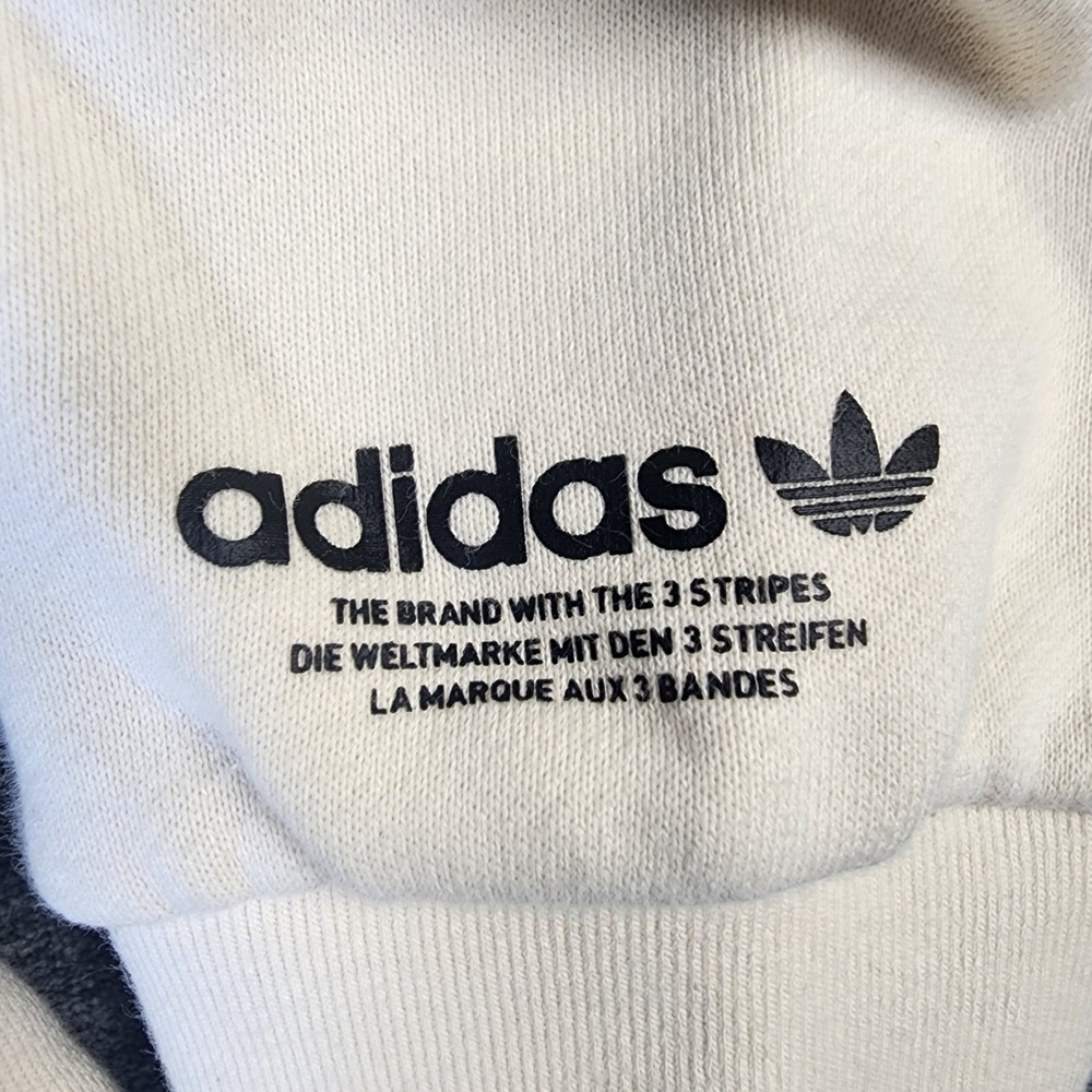 Adidas Hoodie Mens XL Cream Good Rainbow Trefoil Graphic Pullover Sweatshirt - Picture 3 of 11